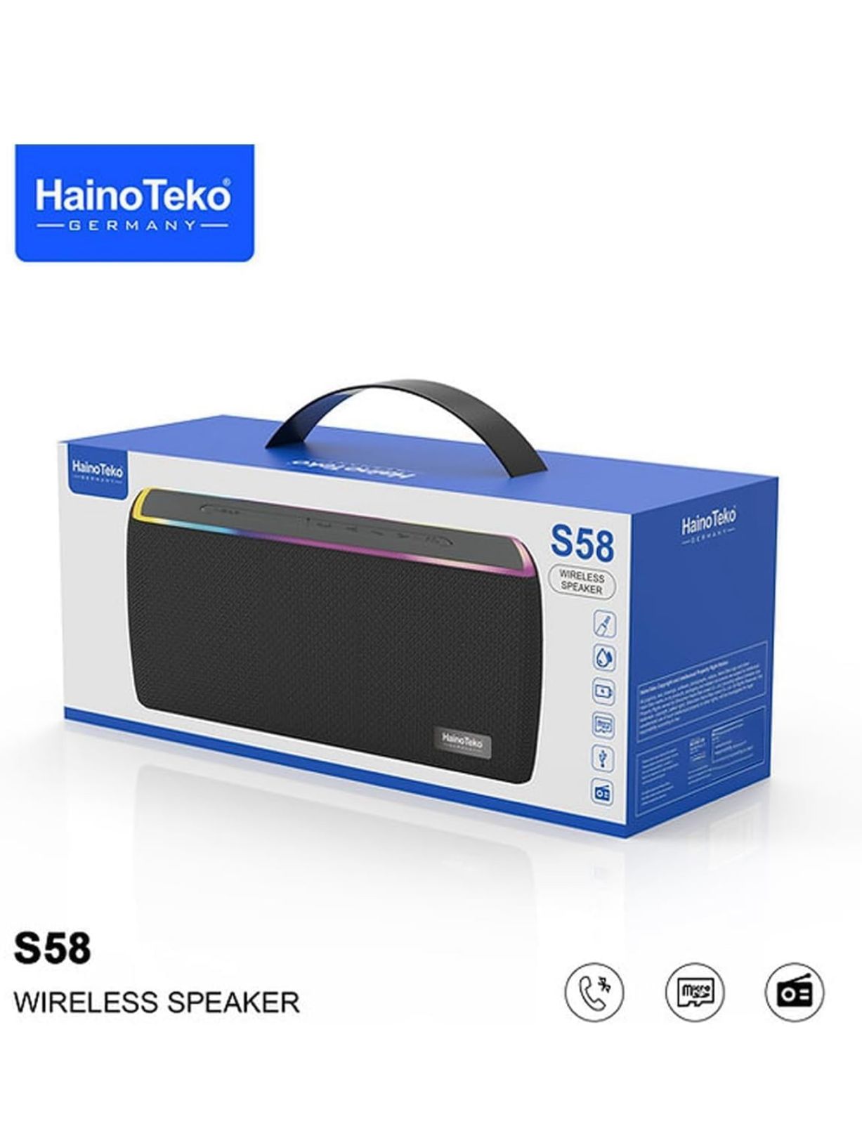 Haino Teko Germany S58 Wireless Bluetooth Speaker with LED Light (Black)