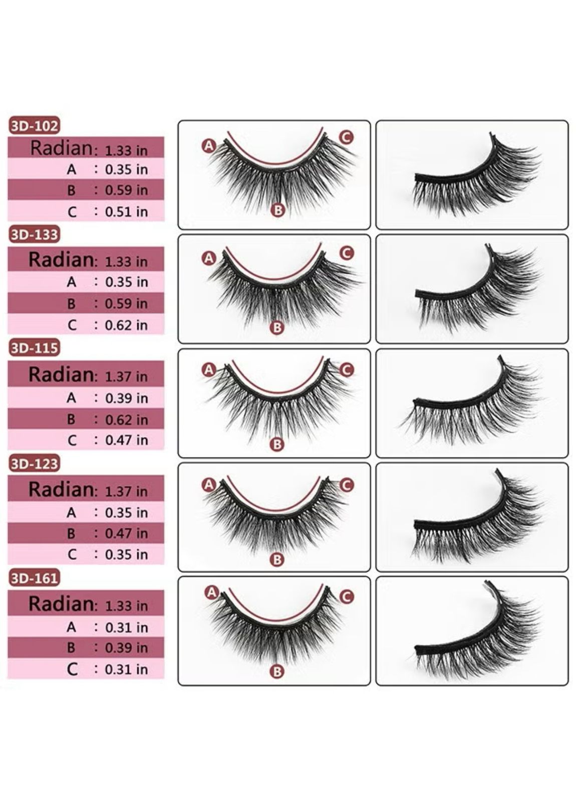 YALLA LASH Magnetic False Eyelashes Kit, 5 Pairs Different Styles 3D Look Magnetic Lashes, No Glue Needed