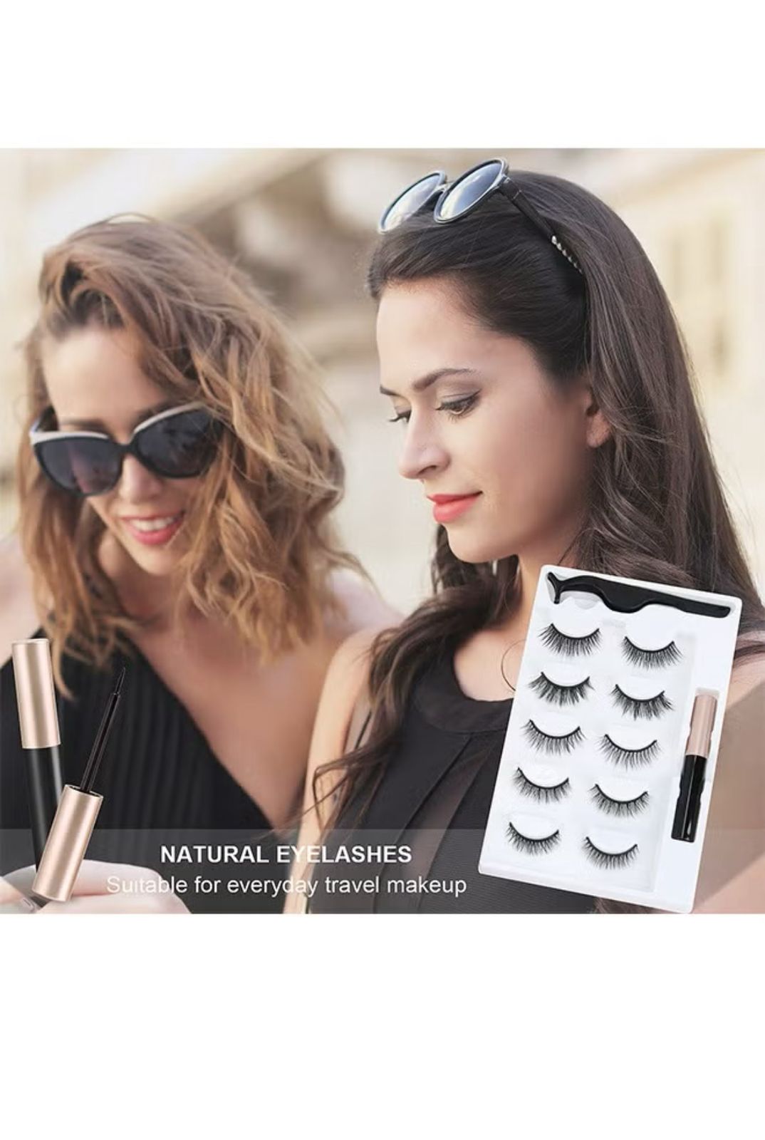 YALLA LASH Magnetic False Eyelashes Kit, 5 Pairs Different Styles 3D Look Magnetic Lashes, No Glue Needed